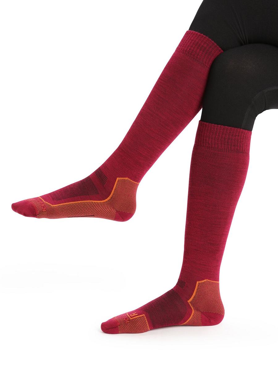 Cherry / Clove Women\'s Icebreaker Merino Ski+ Ultralight Over the Calf Socks | USA 1441TCEV